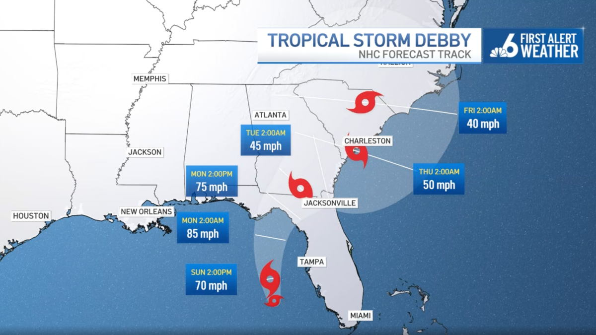 Hurricane Debby expected to strengthen rapidly near Florida NBC10